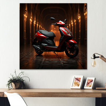 Edgy Scooter Hallway Odyssey - Scooter Canvas Wall Art